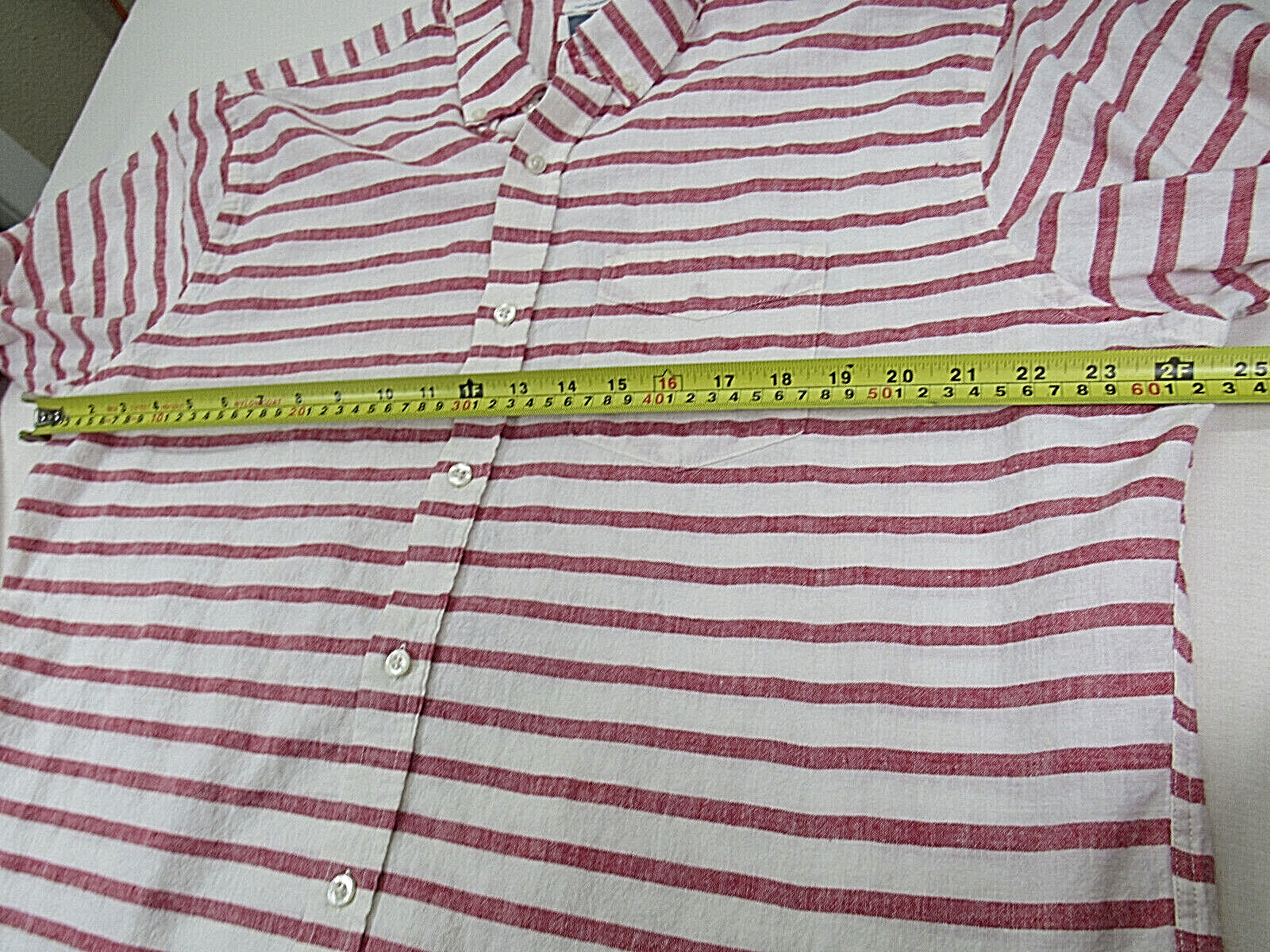Old Navy XL [ 50in Chest 30L ] Button Up Striped Linen Blend Slim Fit