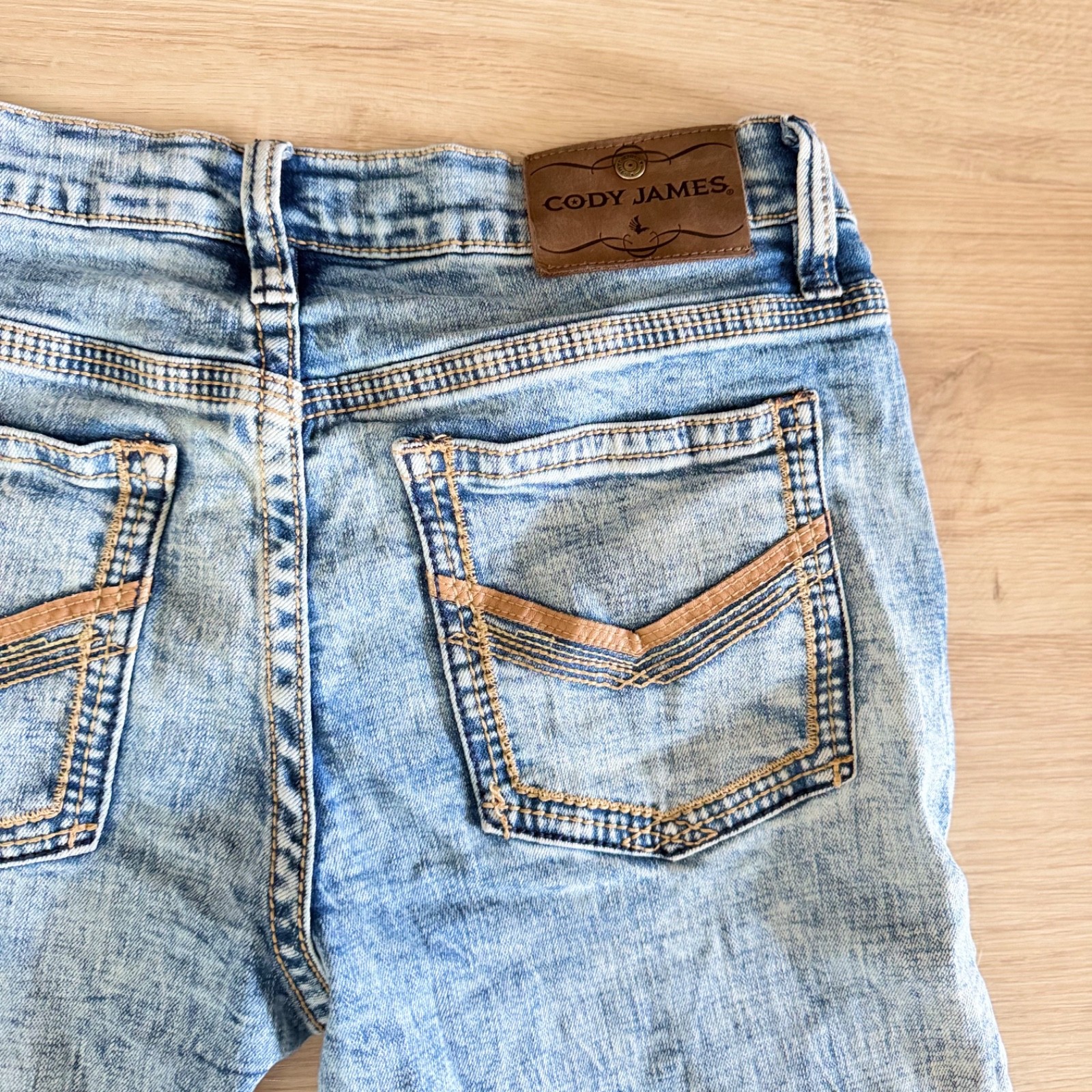 Cody James Men’s Light Wash Straight Leg Acid Wash Denim Jeans 31×32