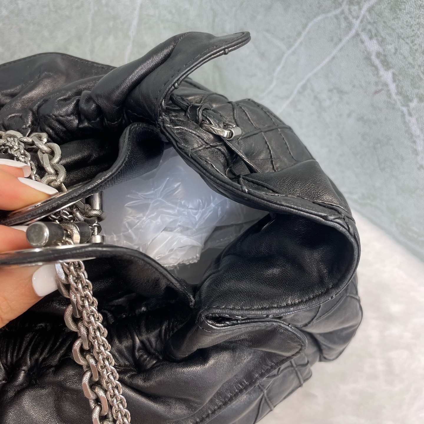 Dior Pre-Owned Authentic Shoulder Bag 40*16*25 Silver Free Tracked Shipping