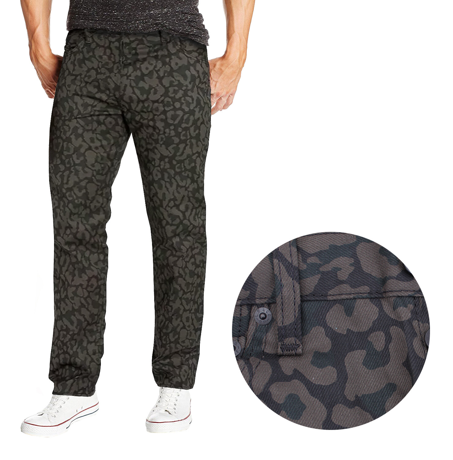 Levi’s Men’s 501 Original Fit Bubble Leopard Print Camo Pattern Jeans 005012871