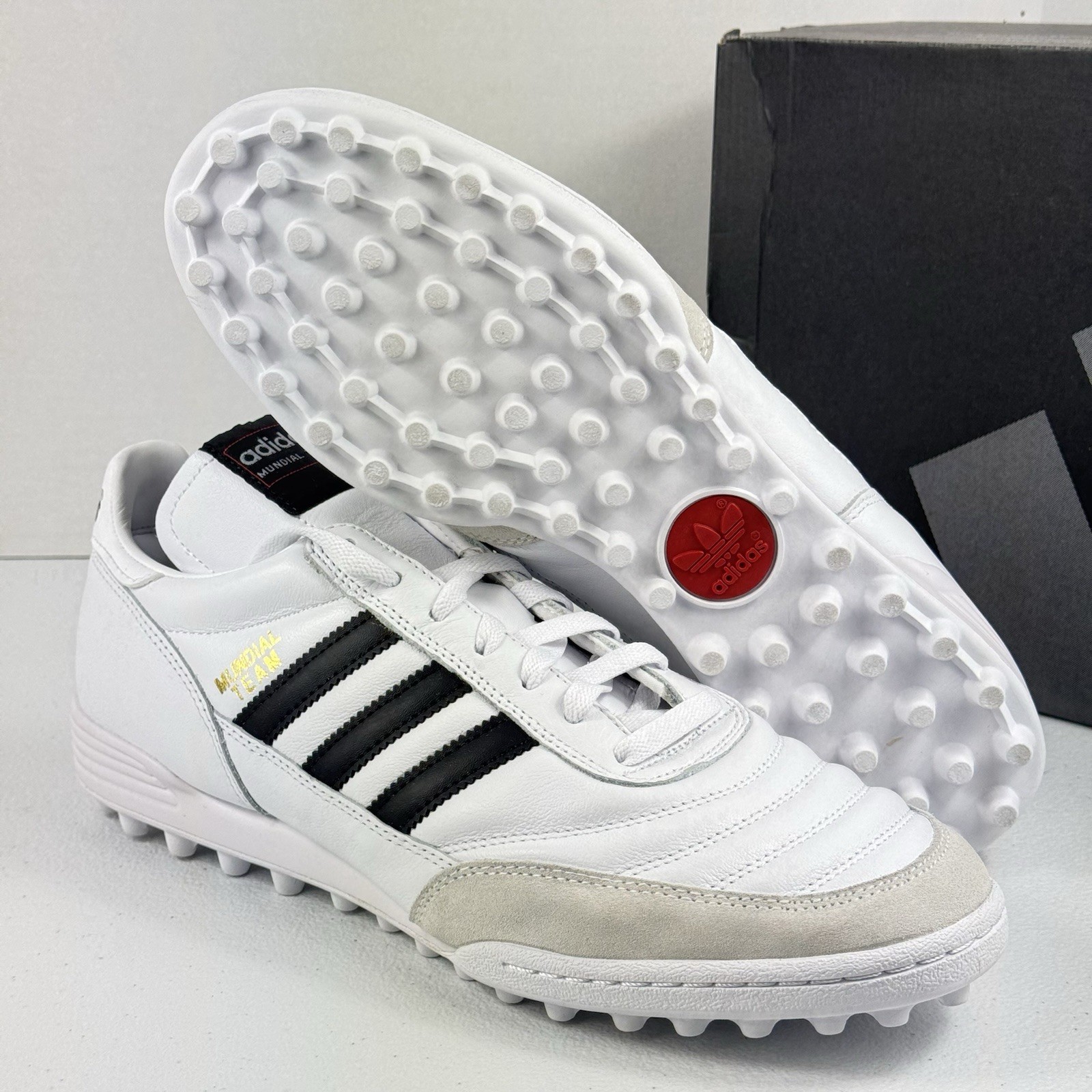 Adidas Mundial Team Leather Mens Turf Soccer Shoes White ID4053 Multiple Sizes
