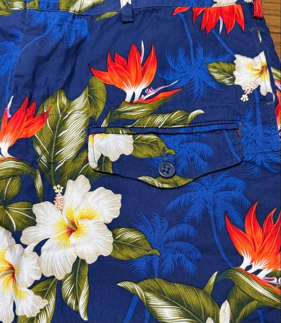 Engineered Garments Floral Shorts USA Made Size 36 Hibiscus Botanical Blue F/S