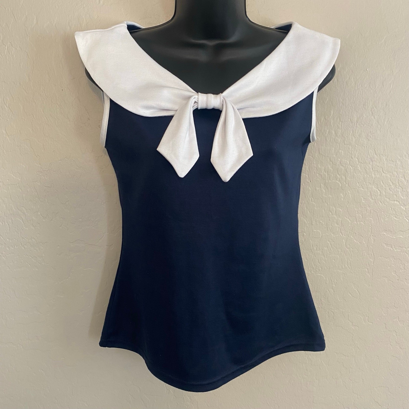 Rock Steady Sailor Collar Tank Top Womens Size Medium Nautical Boat Retro Pinup