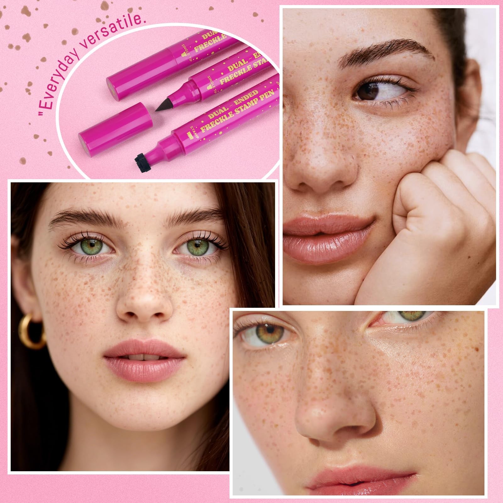 2 In 1 Freckle Stamp Pen Waterproof Long Lasting Makeup 01#Light Brown