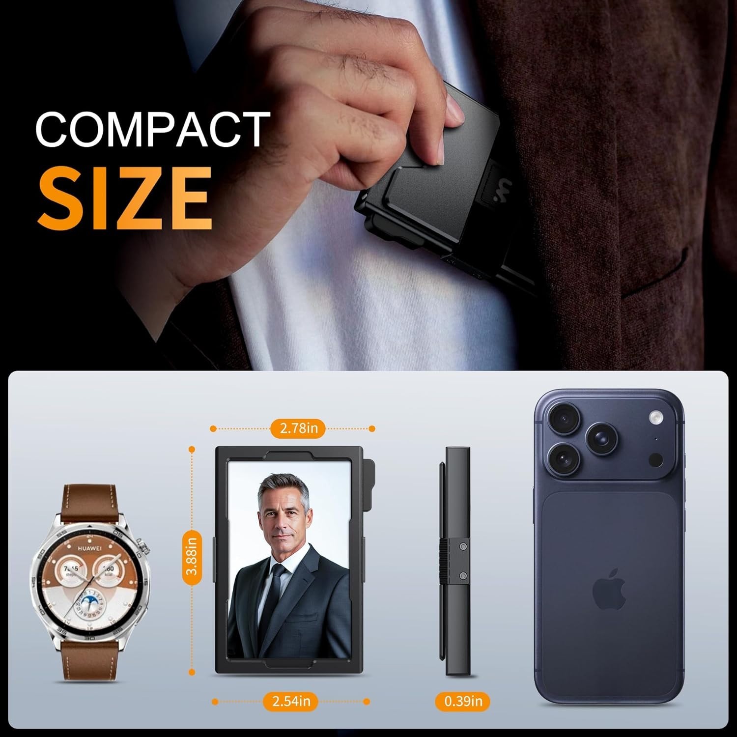 Slim Card Holder Wallet for Men, RFID Blocking Minimalist Wallet with ID Window,