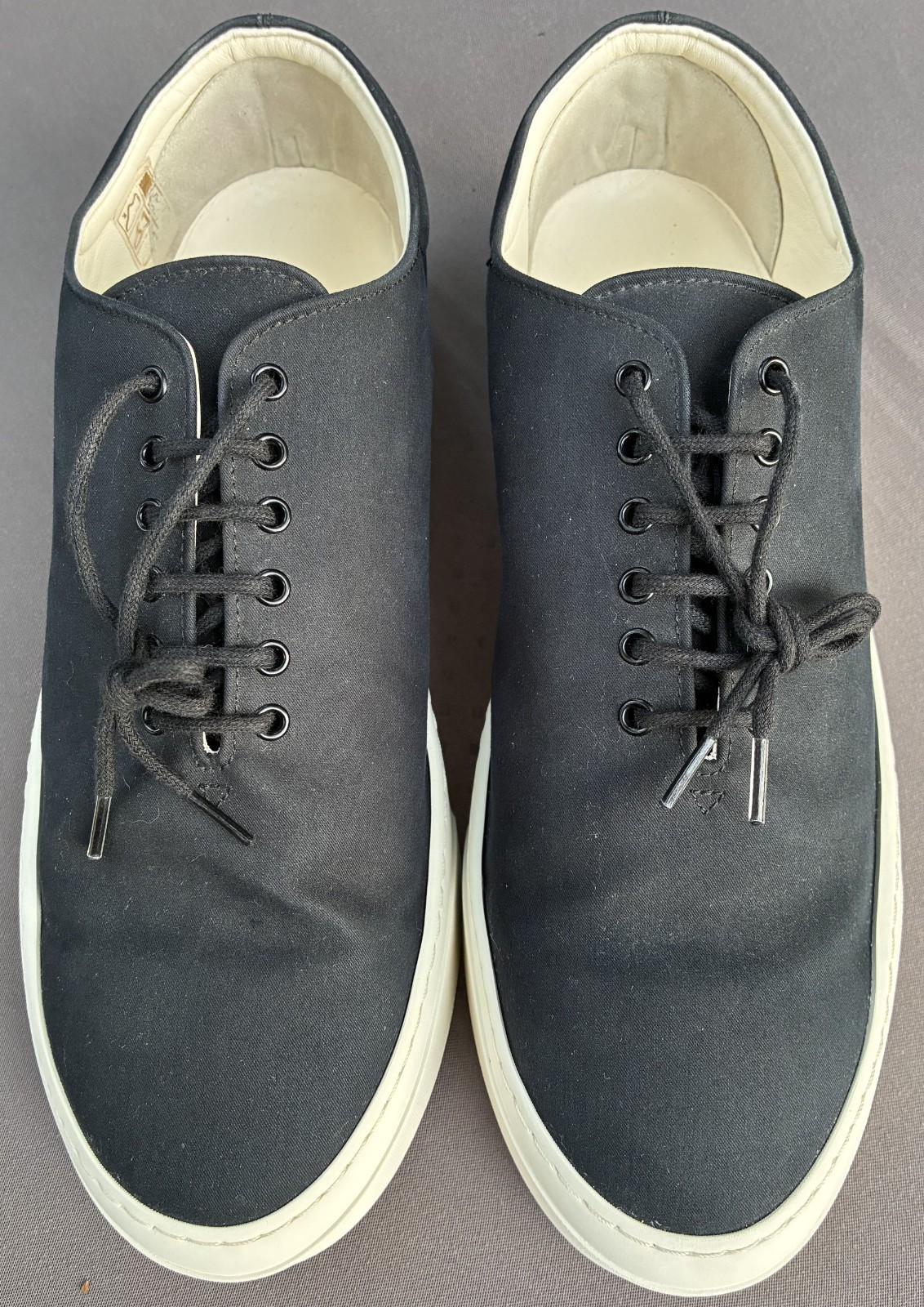The Row Marie H Lace-up Black Canvas Sneakers Size 42.5