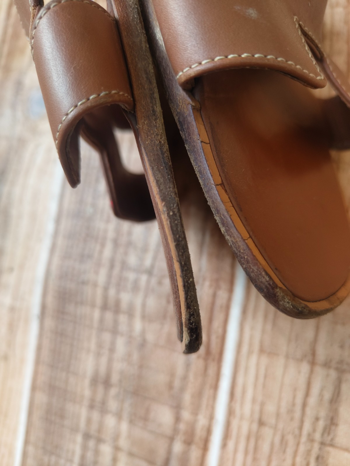 HERMES Oran Women’s Brown Leather Sandal Flats EU 40.5 / US 10.5