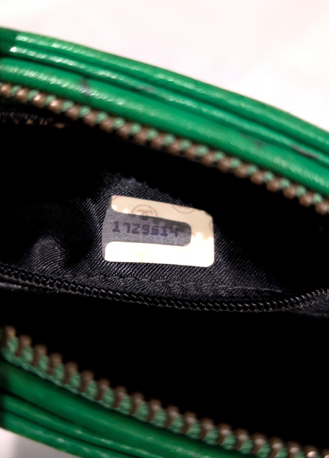 CHANEL CC Logo Fringe Charm Mini Shoulder Bag Lamb Leather Green VTG JPN