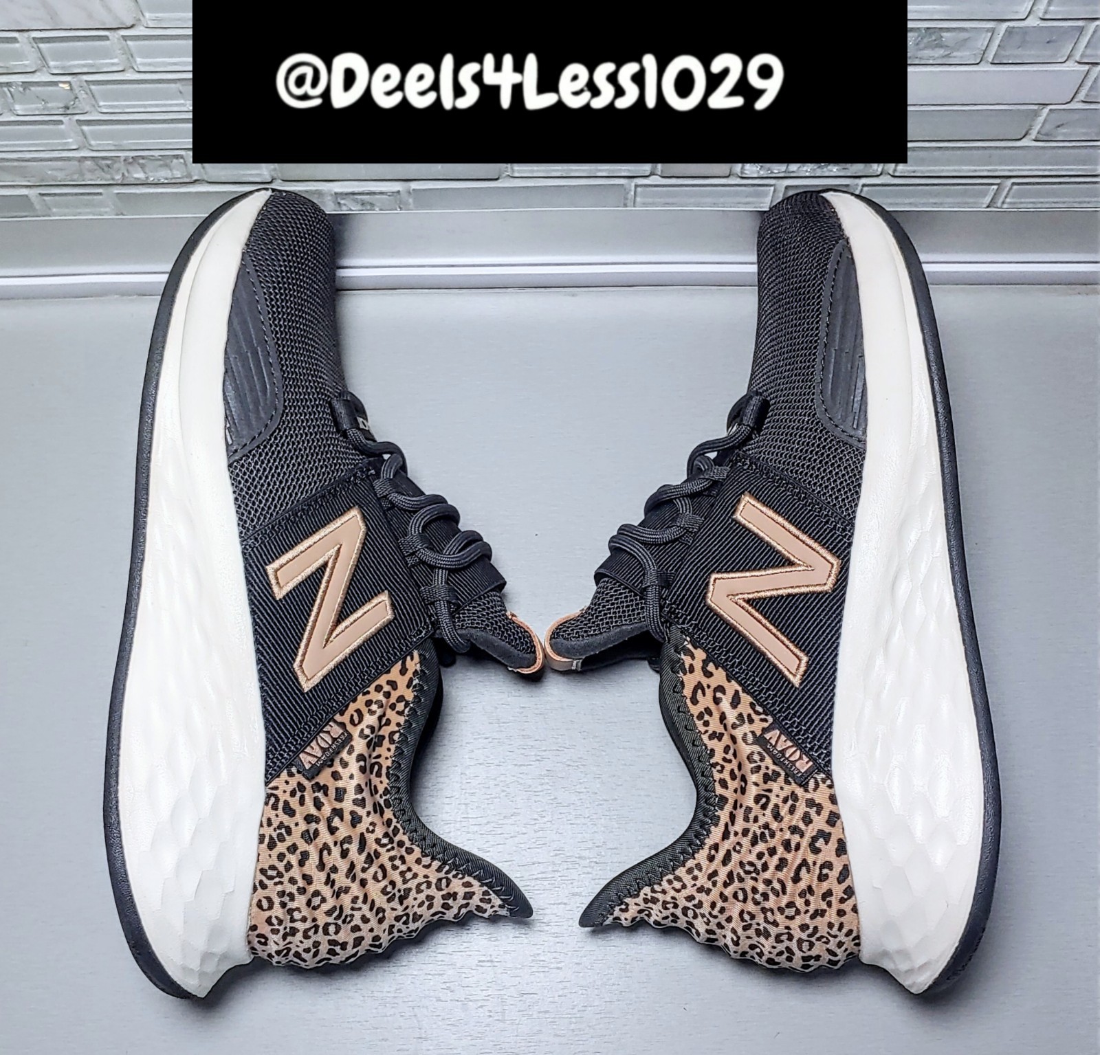 New Balance Fresh Foam Roav v1 Leopard Womens Black Flat Taupe Hemp WROAVRK1