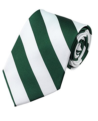 NYFASHION101 Men’s 3.5″ Regular College Stripe Woven Tie Reg for Gn/Wt