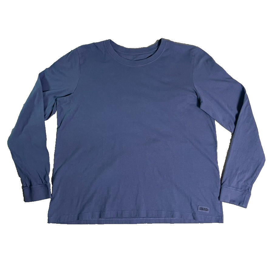 Life is Good Long Sleeve Tee Womens XL Blue Cotton Casual Relaxed Basic Top