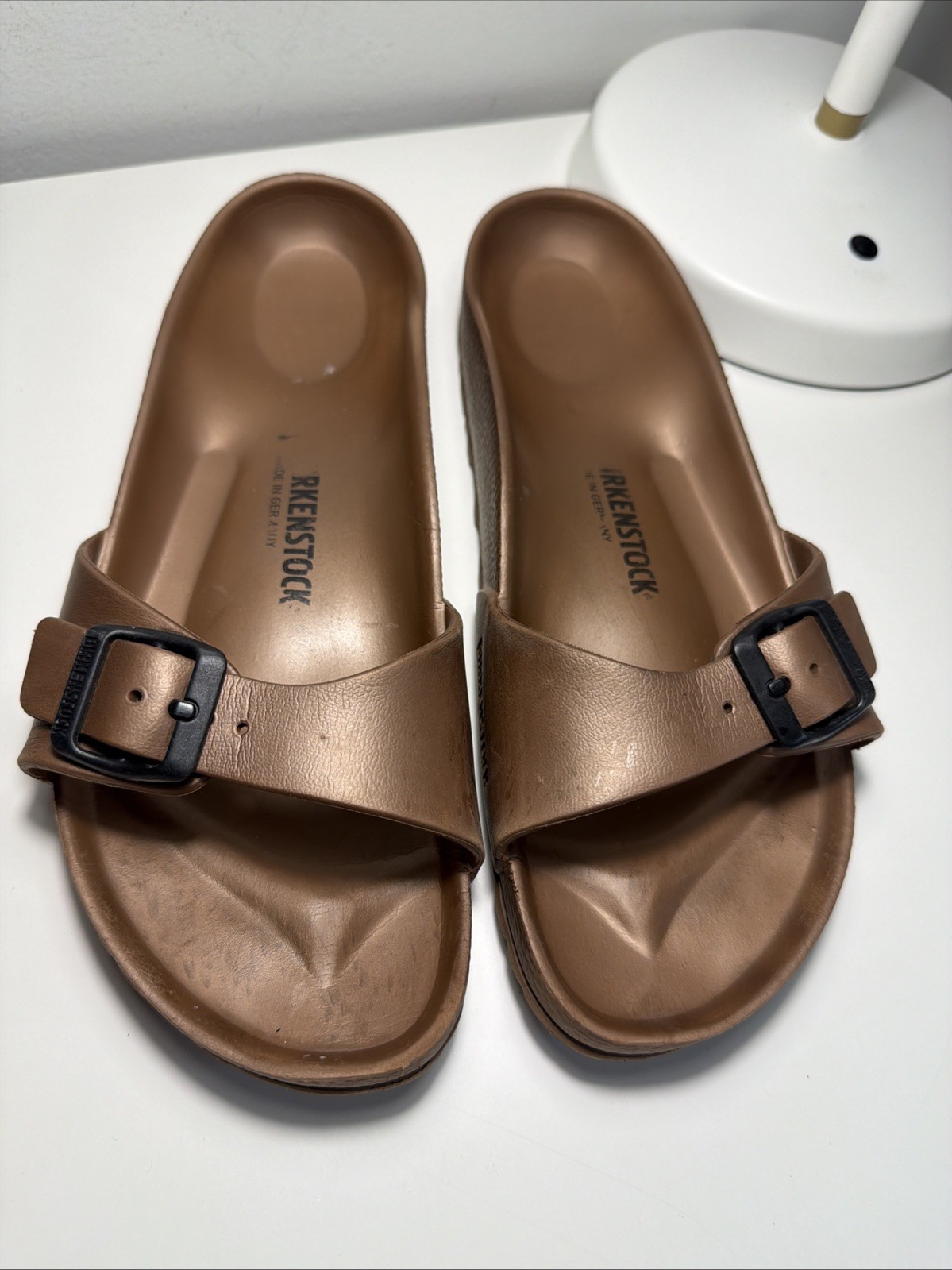 Birkenstock Madrid EVA Slide Sandals Copper Brown Size 40 9 Narrow Rubber