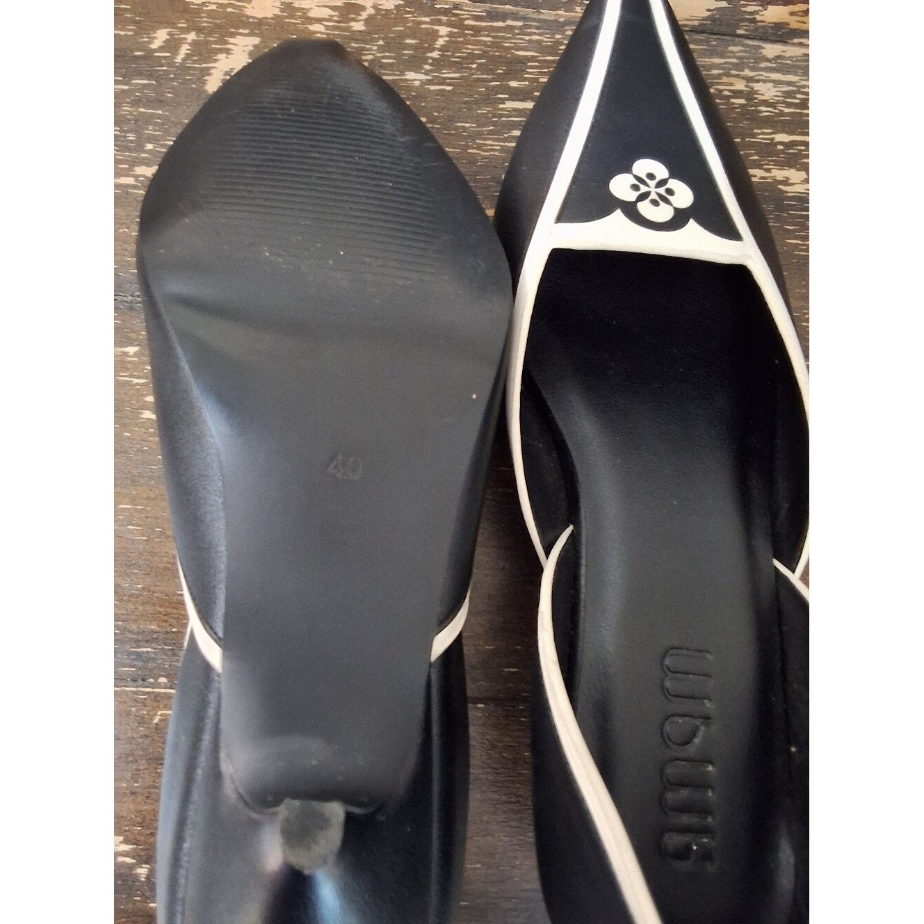 AMPM Black and White Pointed D’Orsay Flats
