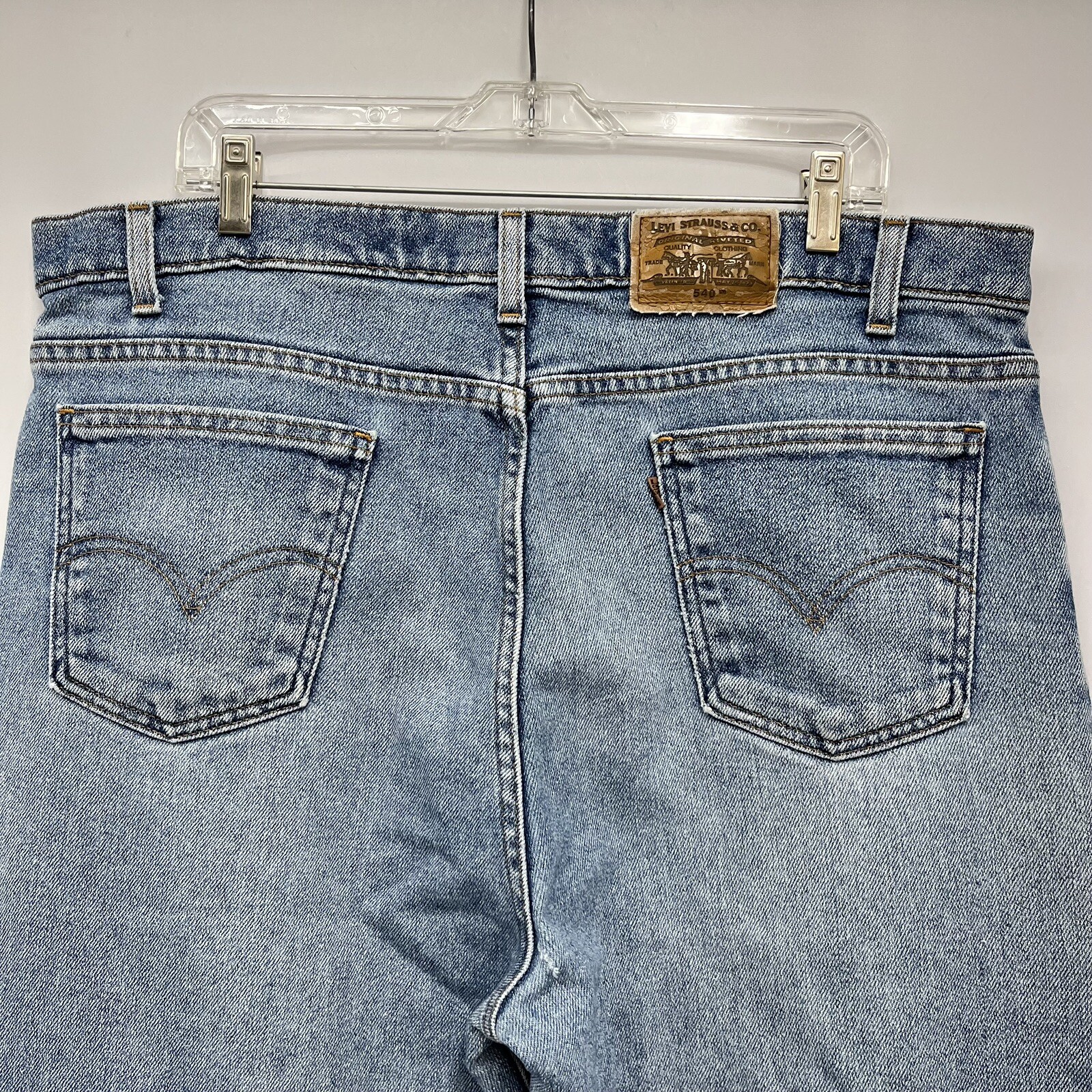 Vtg Levi’s 540 Orange Tab 90’s Men’s 40×30 Blue Flex Denim Tapered Leg Jeans USA