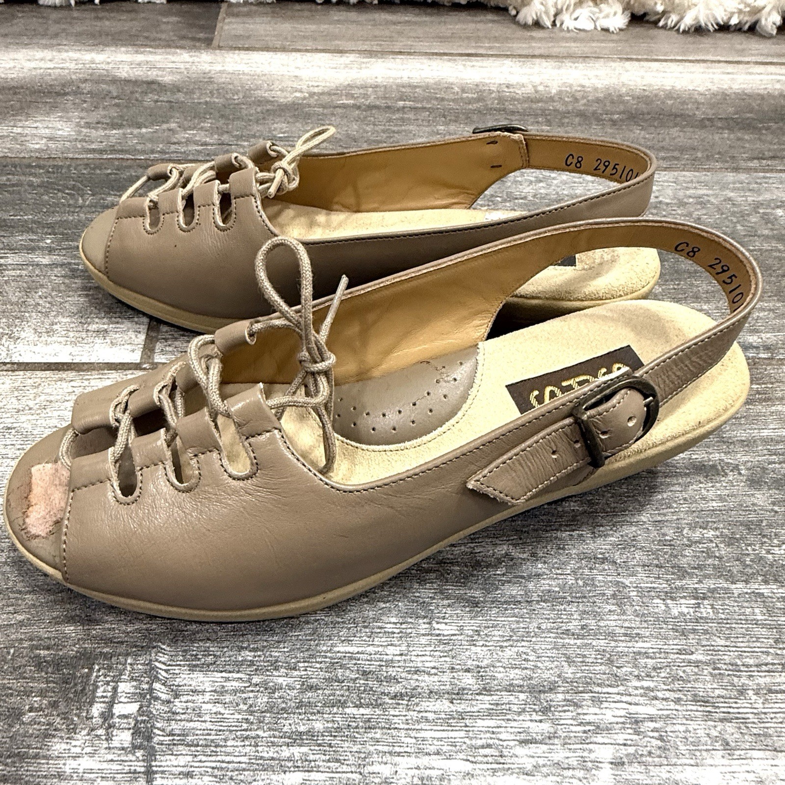 Vtg Boho Peasant SAS Mocha Ghillie Sandals 90’s Women’s 5.5 M Open Walking Shoes