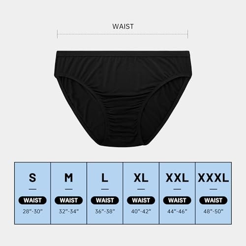 BAMBOO COOL Mens Bikini Briefs Underwear 6 Pack Size Large Black