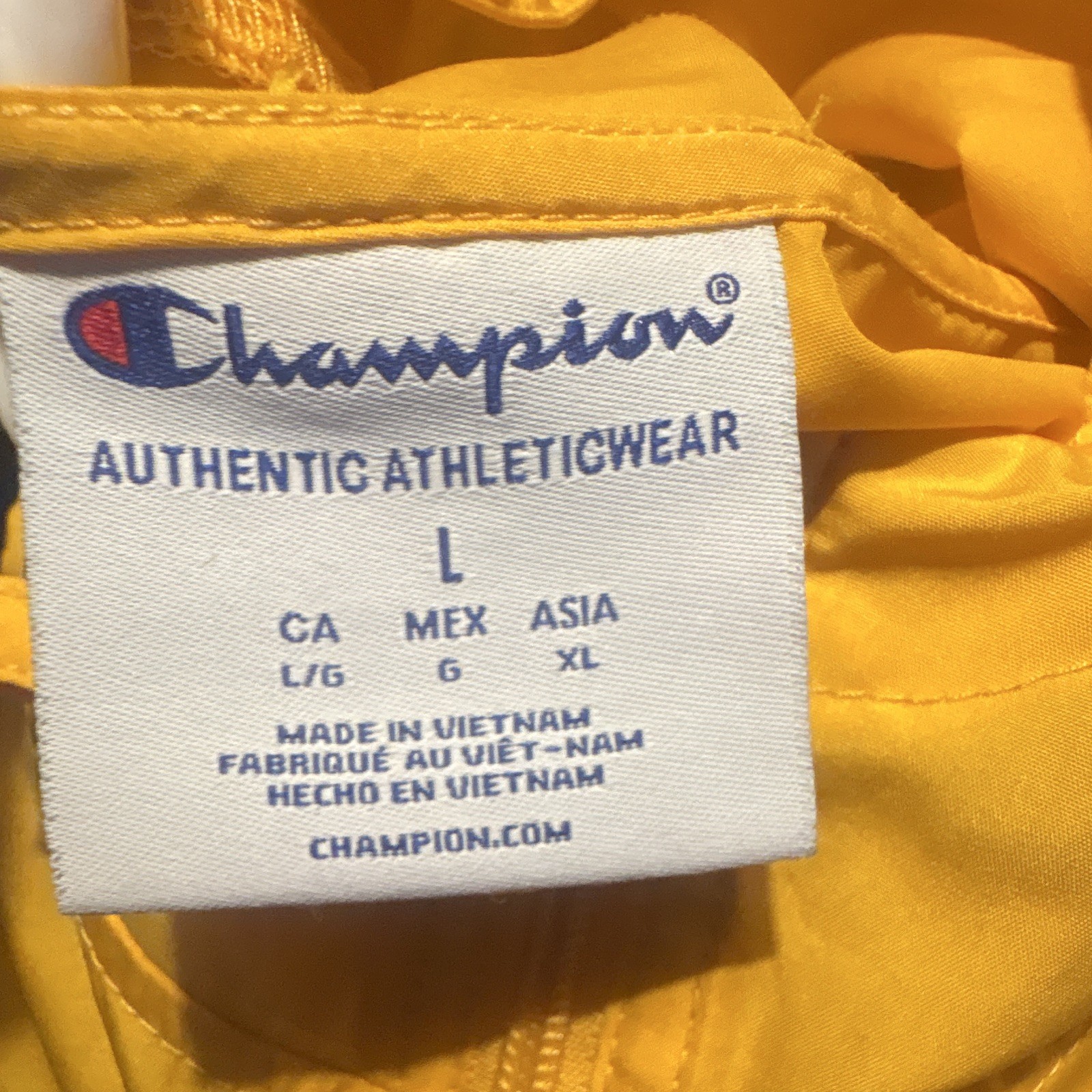 Champion Men’s Yellow Hooded 1/4 Zip Anorak Jacket Mid-Length Size L