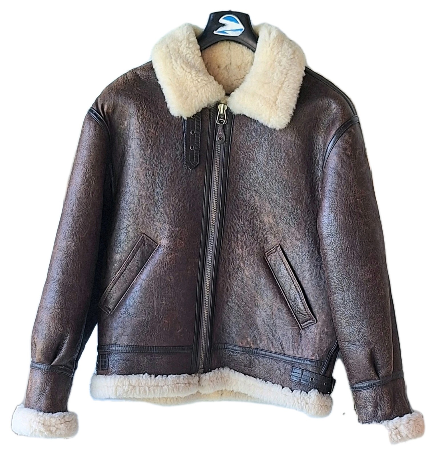 AVIREX Type B-3 Leather Flight Mouton Bomber Jacket brown size M 80’s Korea