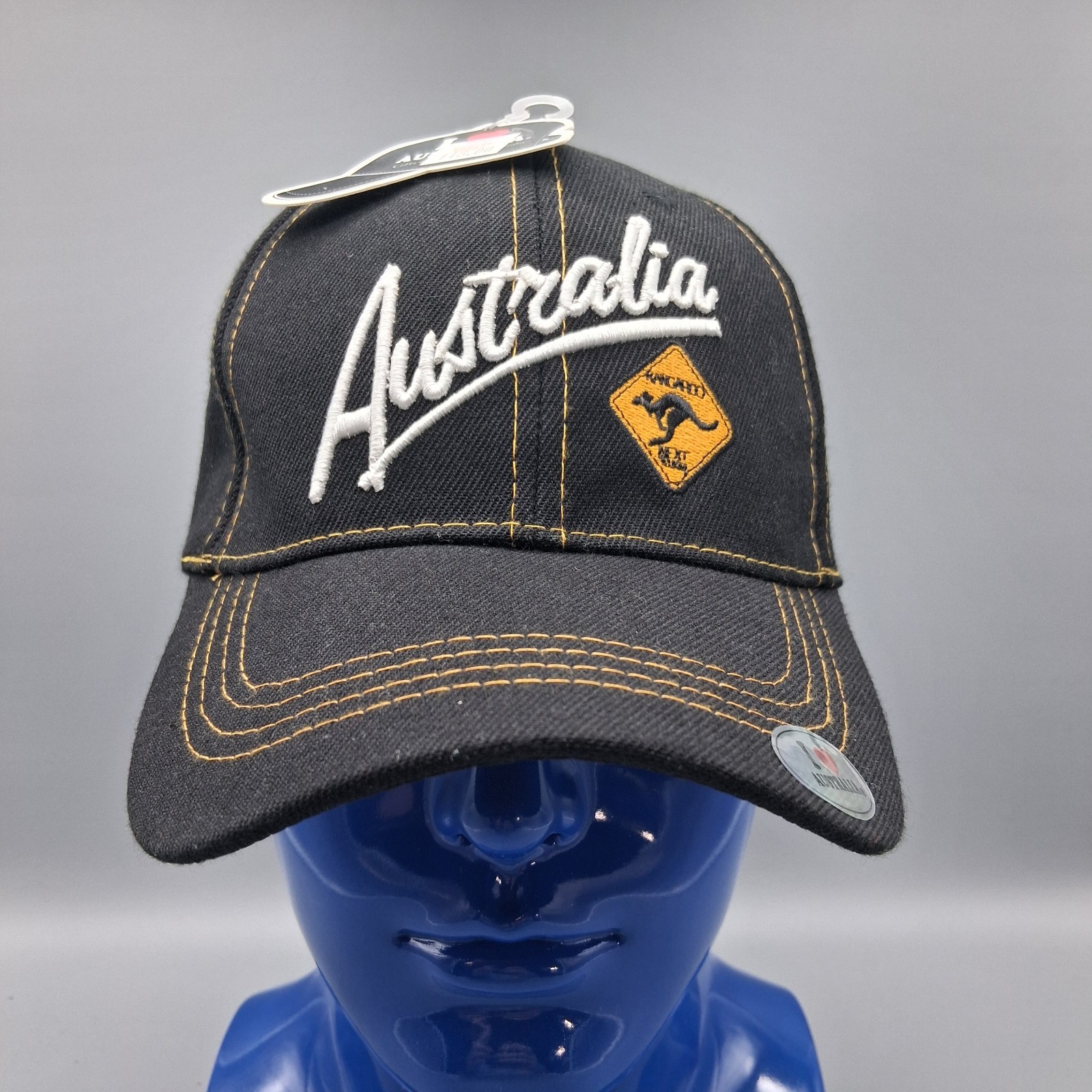 Australian Kangaroo Black Adjustable Snapback Baseball Hat Cap