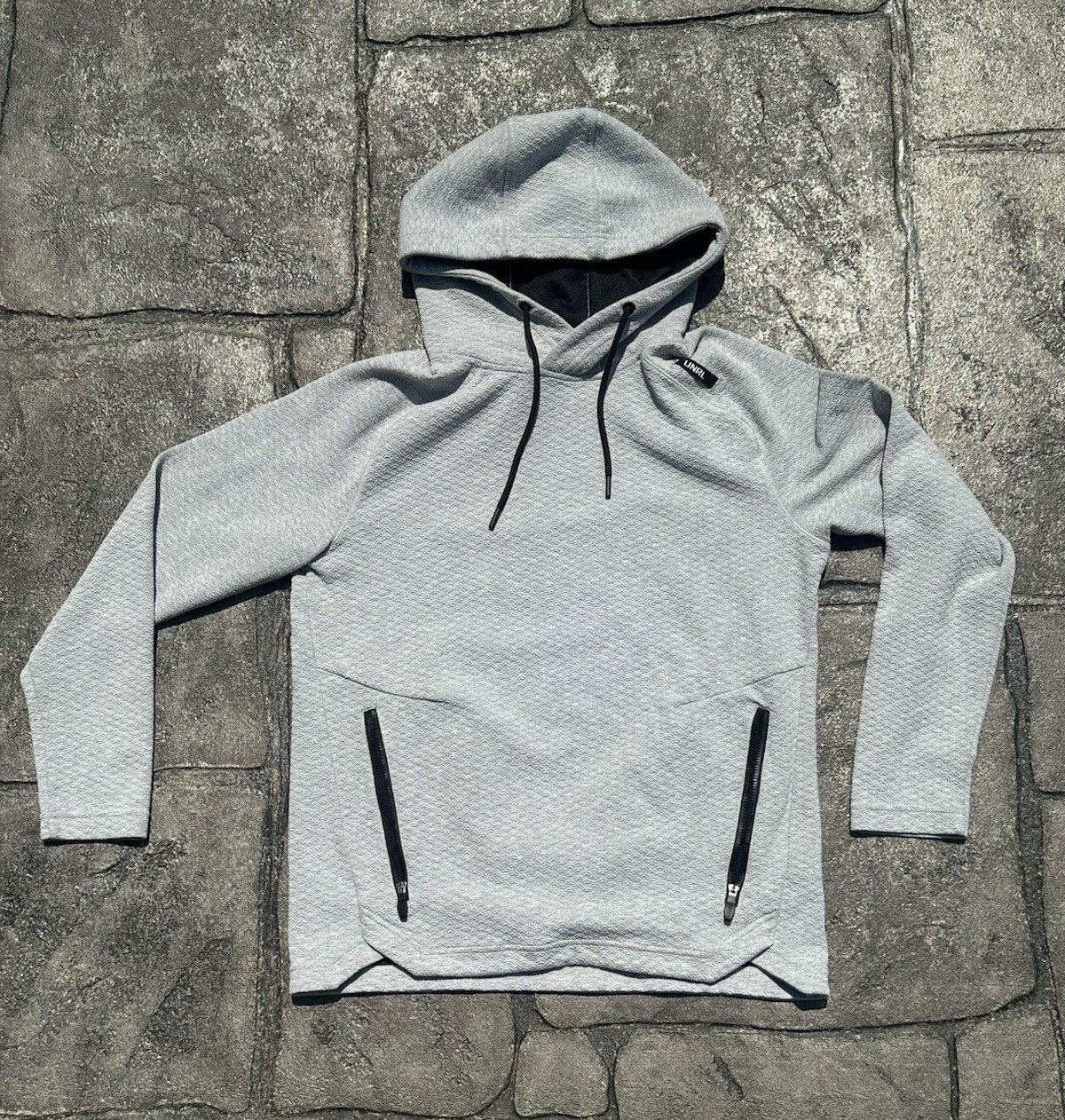 UNRL Men’s S Gray Solid Pullover Hoodie Long Sleeve Drawstring Pockets