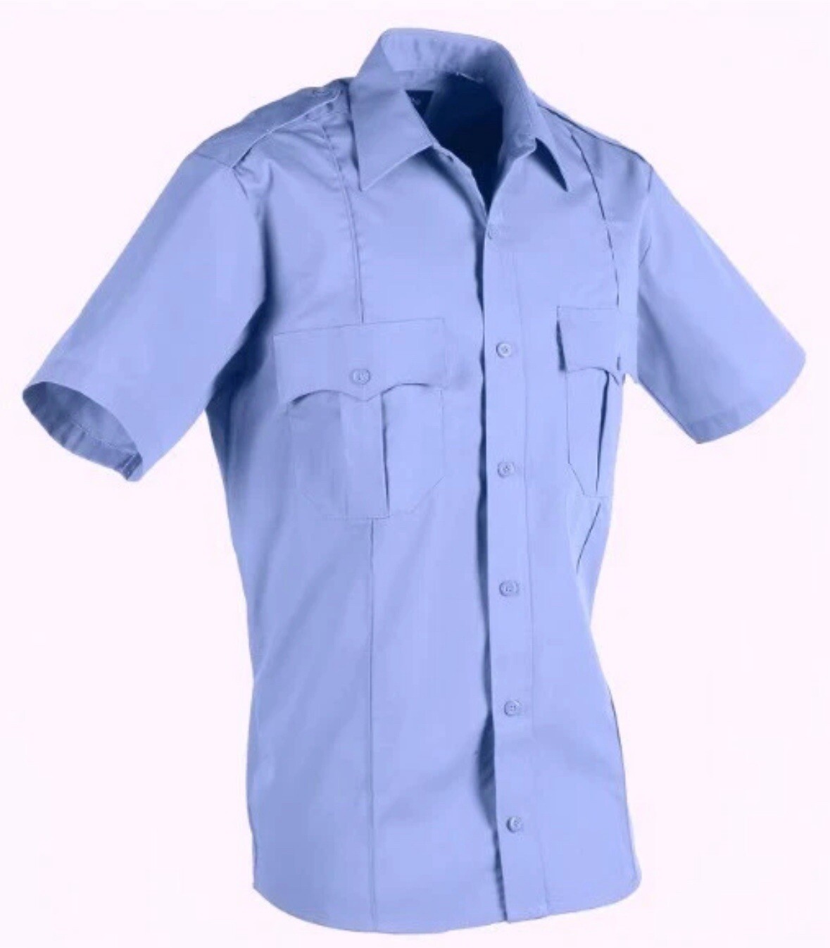 LawPro Poly Cotton Short Sleeve Premium Shirt, SR997, Light Blue, Med, 15-15 1/2