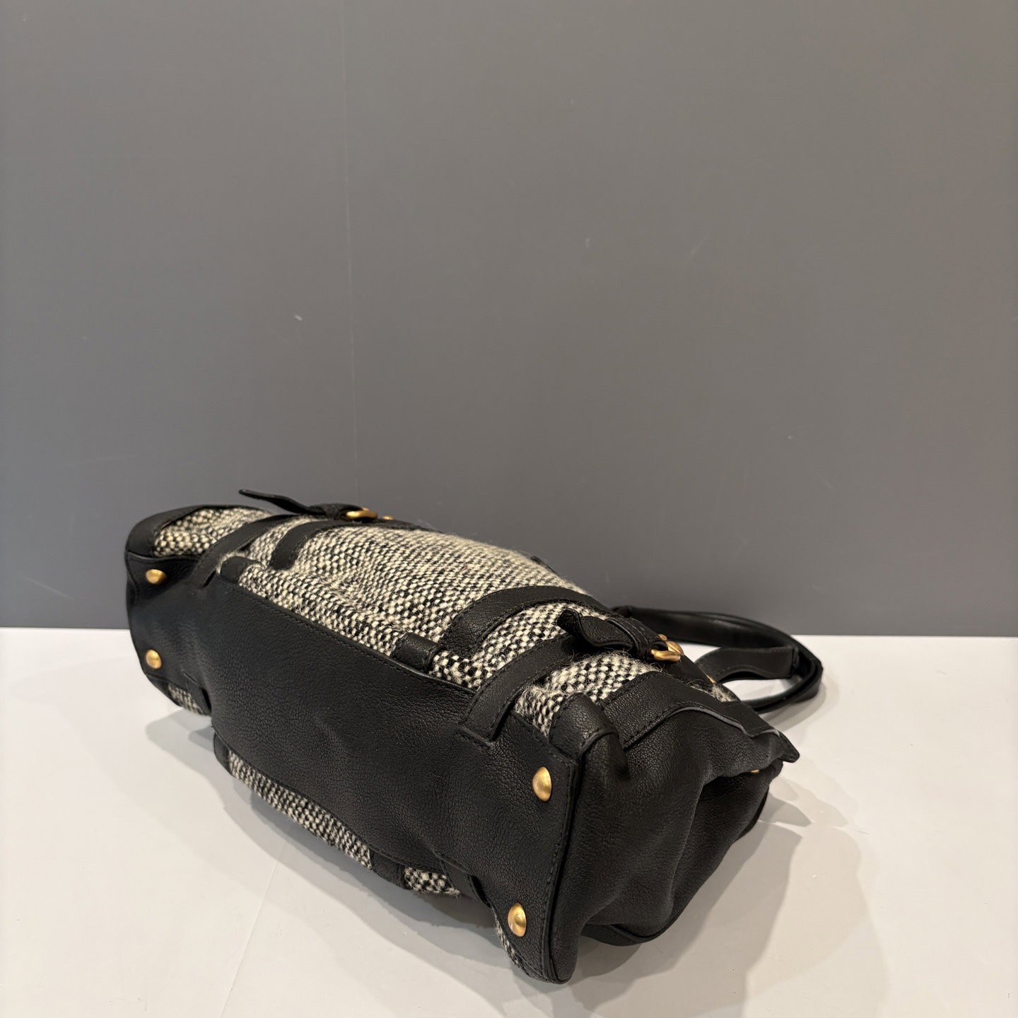 Miu Miu Handbag Grey Black Calfskin Tweed (xd031926a6)