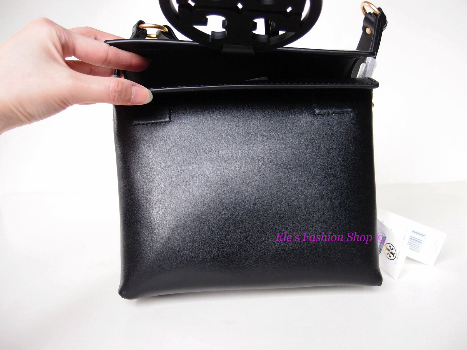 NWT Tory Burch Miller Logo Leather Flap Crossbody Bag 50769 BLACK AUTHENTIC