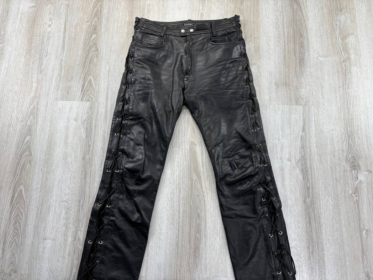 Mens western leather pants cowboys TSCHUL Size 31 Color Black