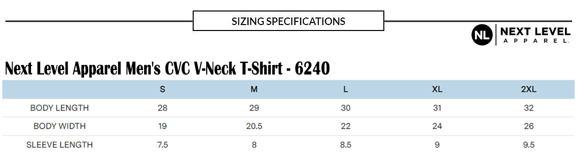 Next Level Apparel 6240 Mens 4.3 oz. CVC V-Neck Short Sleeve T-Shirt S-2XL