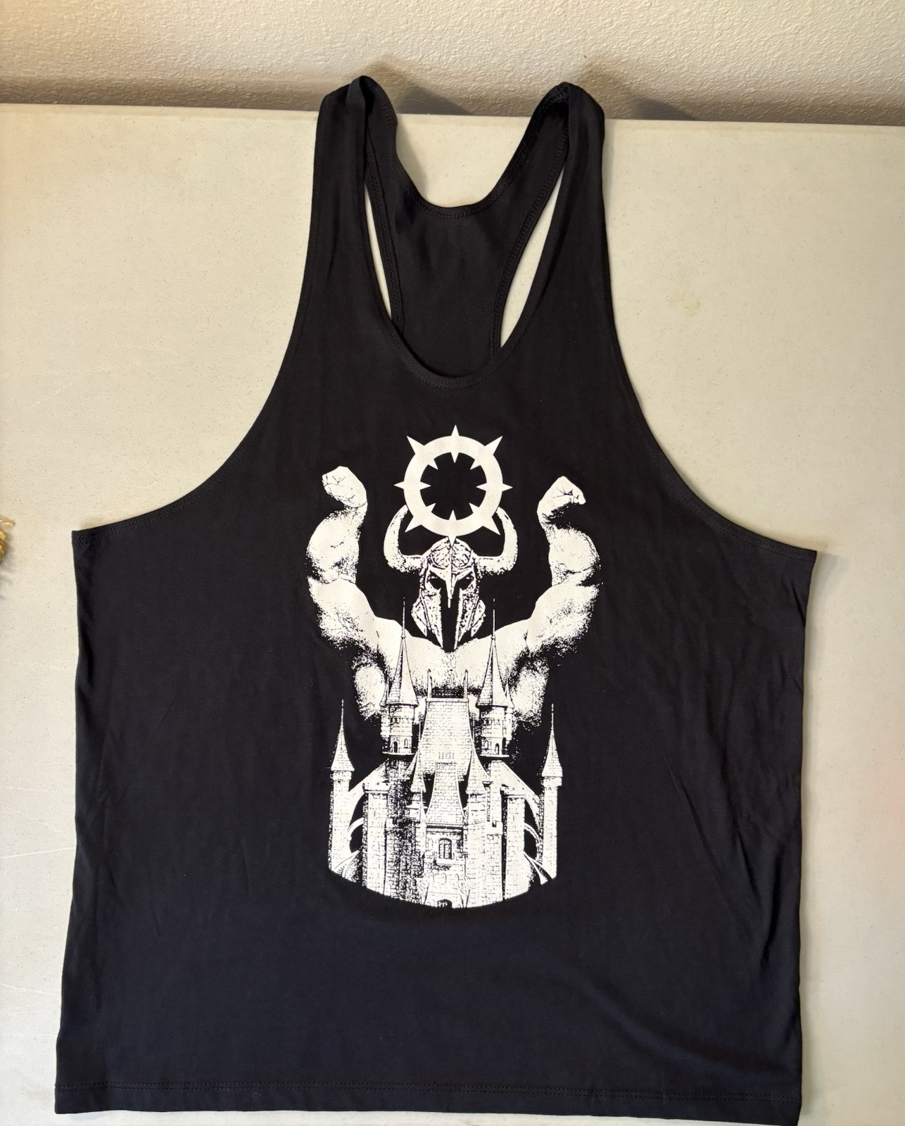 Men’s Workout Tank Tops Gym Size Large Shirts Bodybuilding Y-Back Stringer Black