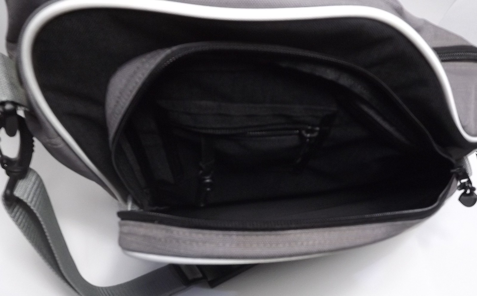 LL Bean Cross Body Satchel Black and Grey Daypack Laptop Tablet Book Tote