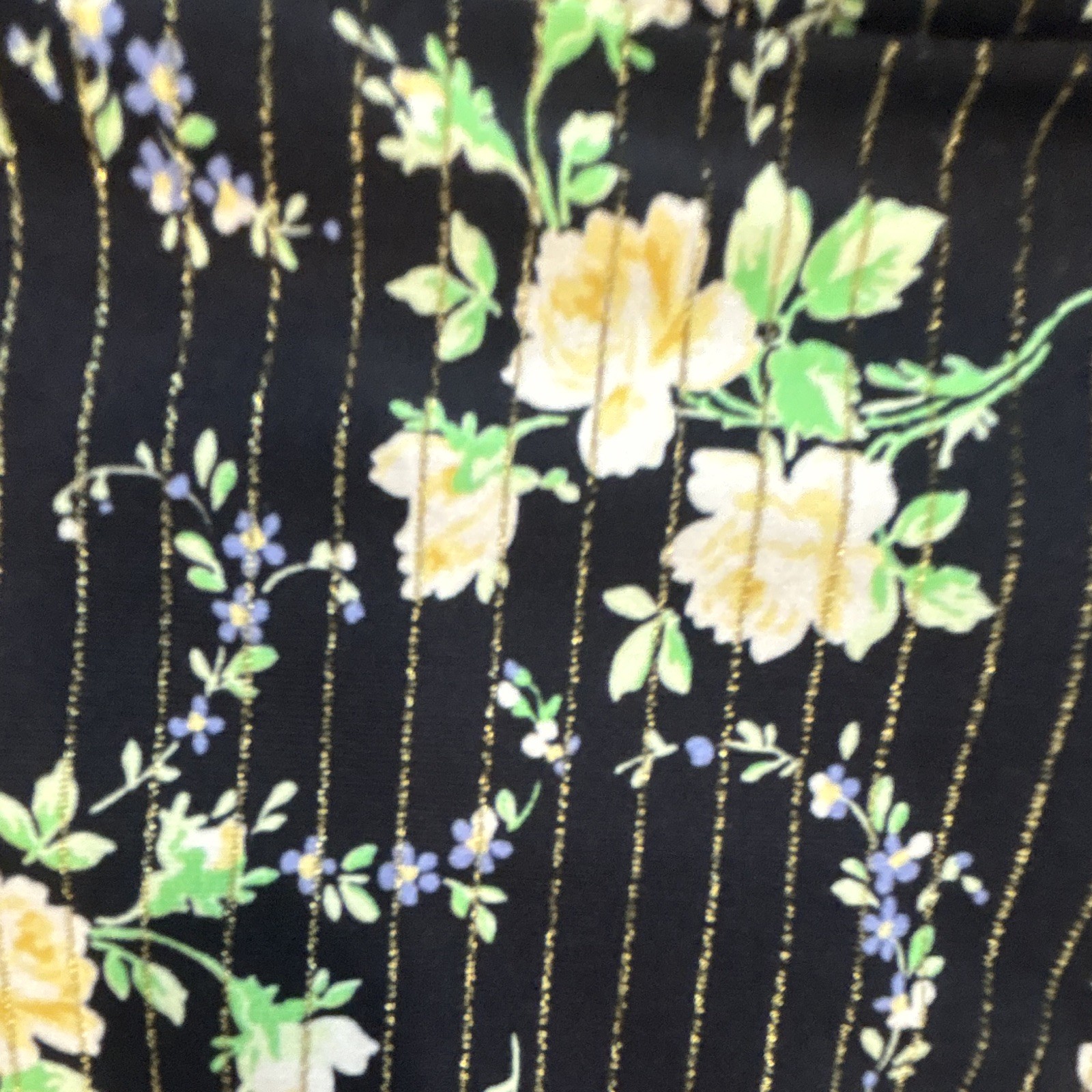 Aerie XL High-Waisted Bandeau Bikini Set Floral Striped Black Yellow