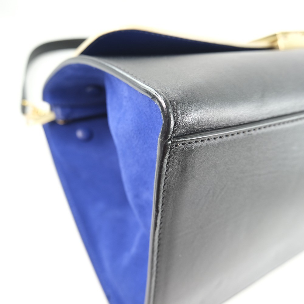 CELINE 2WAYShoulder Trapeze Handbag Black / blue / beige Calfskin/Suede Women