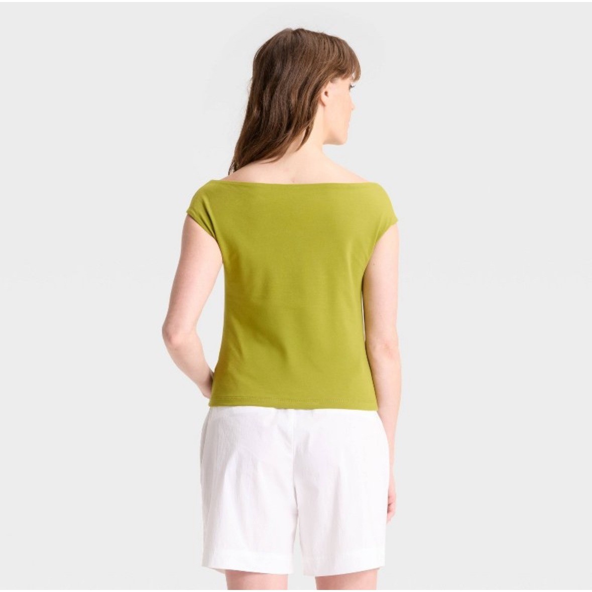A New Day Boat Neck Cap Sleeve T-Shirt Chartreuse Green Womens Large Brand New