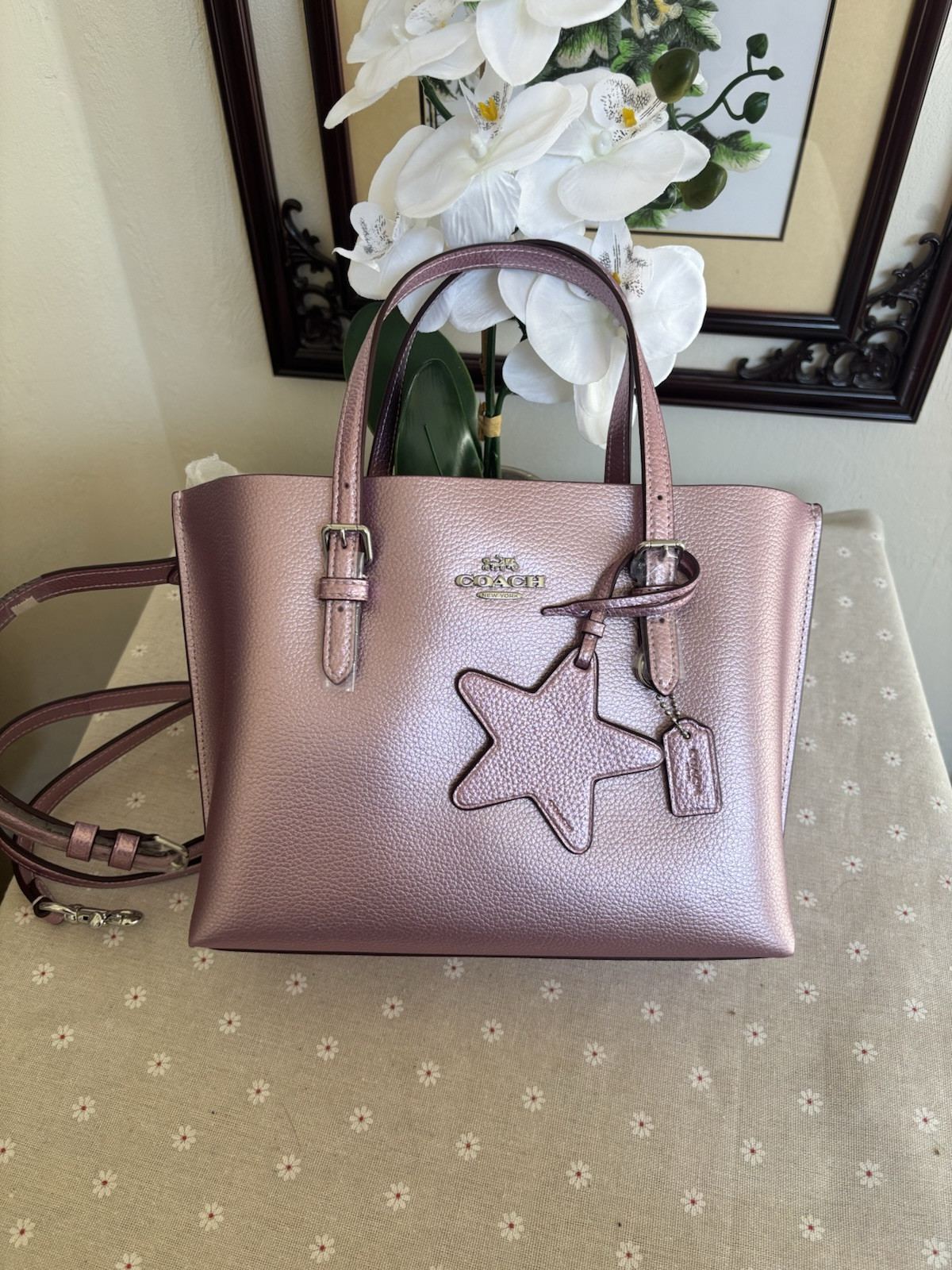 Coach Mollie Tote Bag 25 In metallic pink