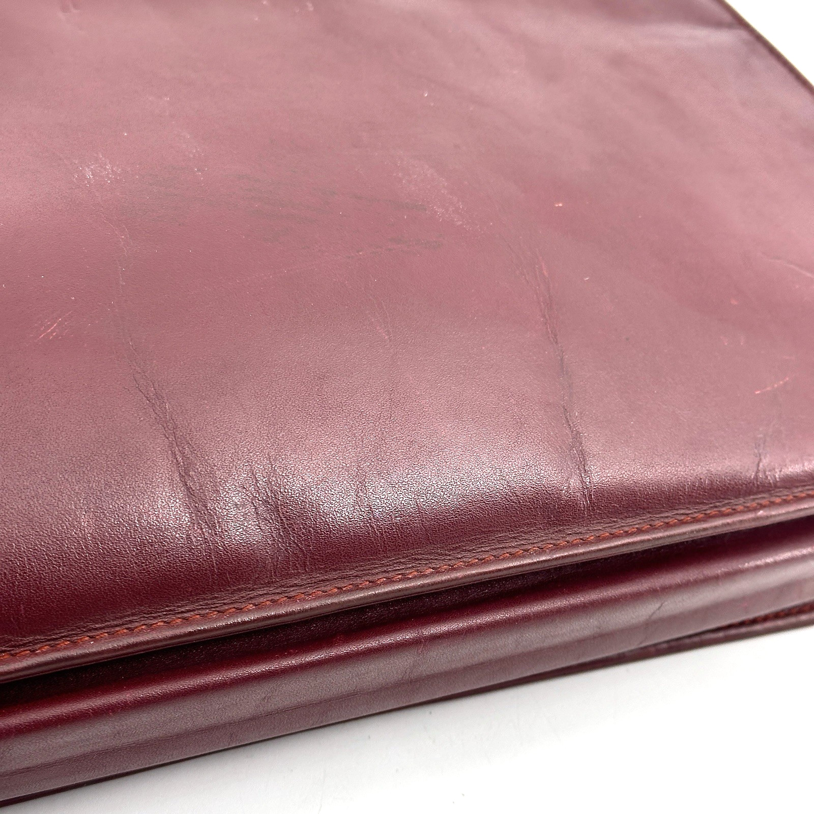 Cartier Briefcase Business Bag Leather Bordeaux Authentic