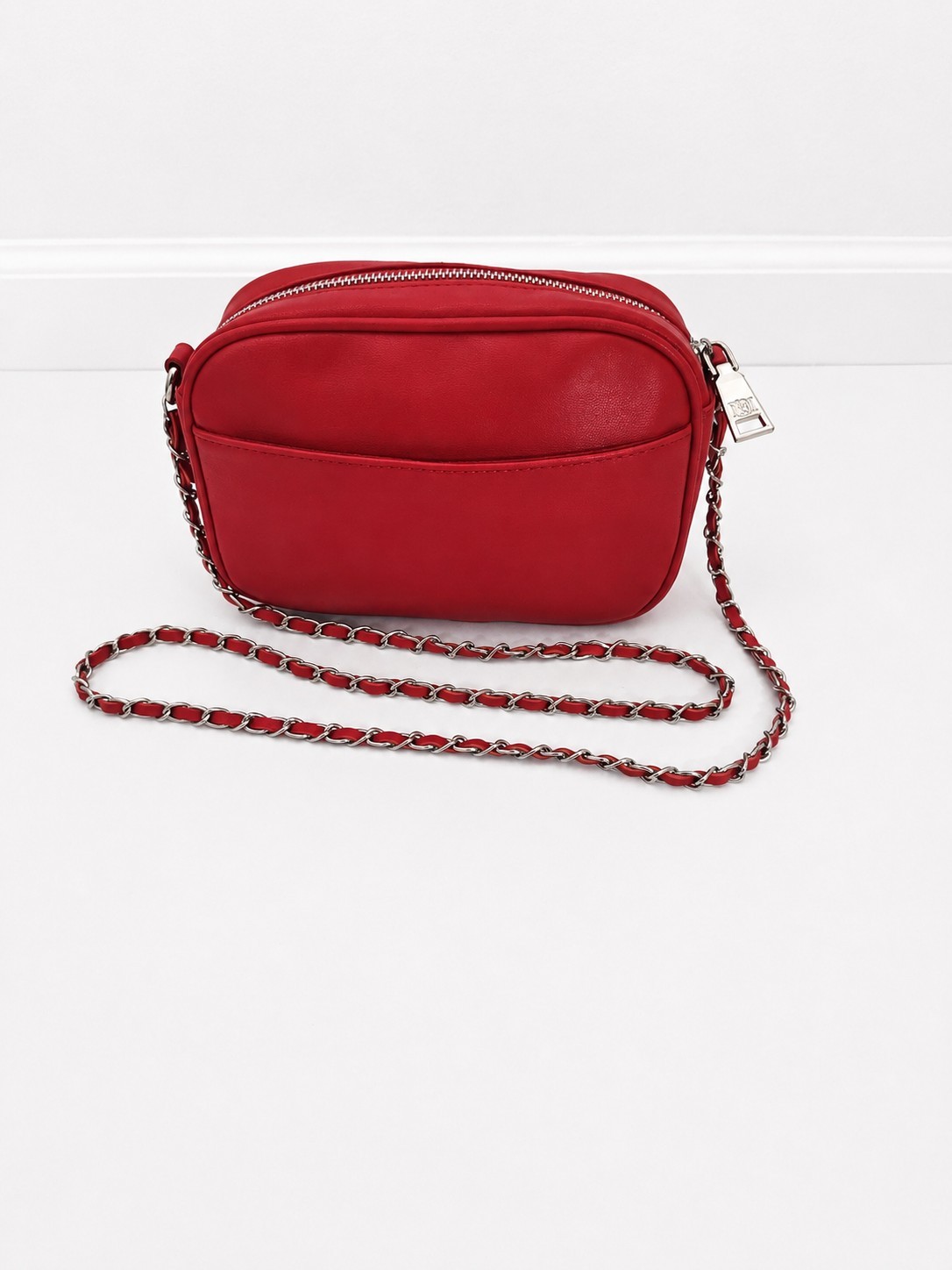 $100 Authentic Red Quilted Crossbody Bag – Vegan Leather Studded Purse