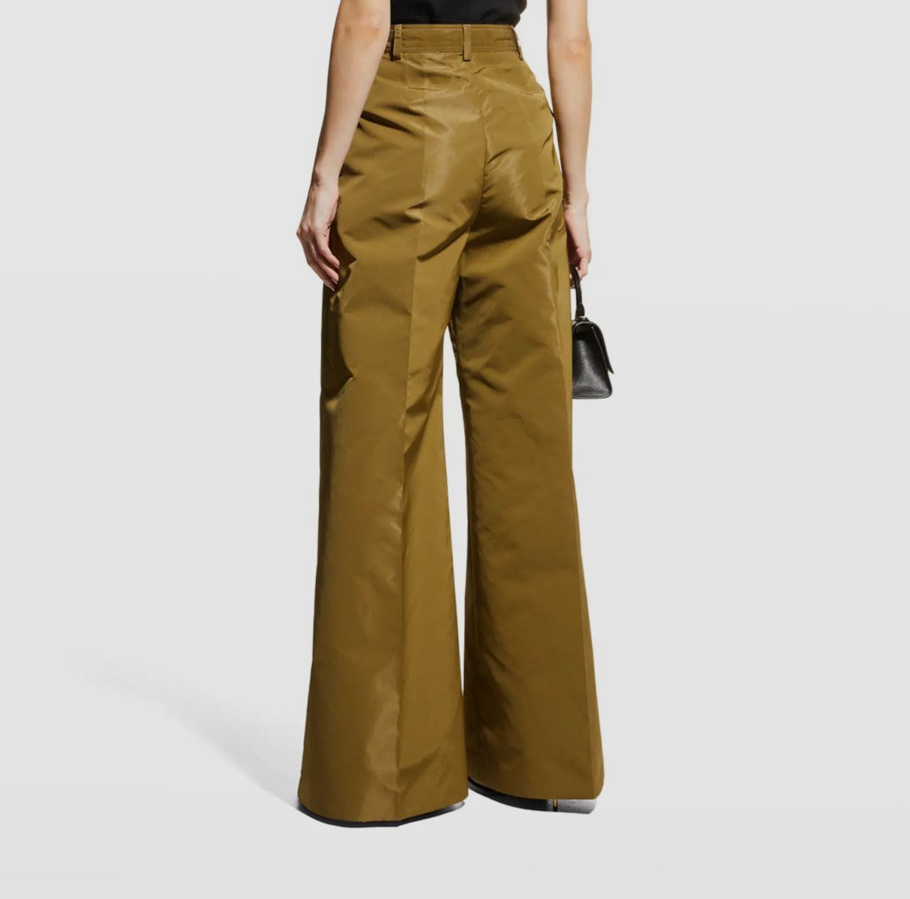 $995 Stella McCartney Womens Green Creased Pants Wide Leg Pants Size IT 40/US 4