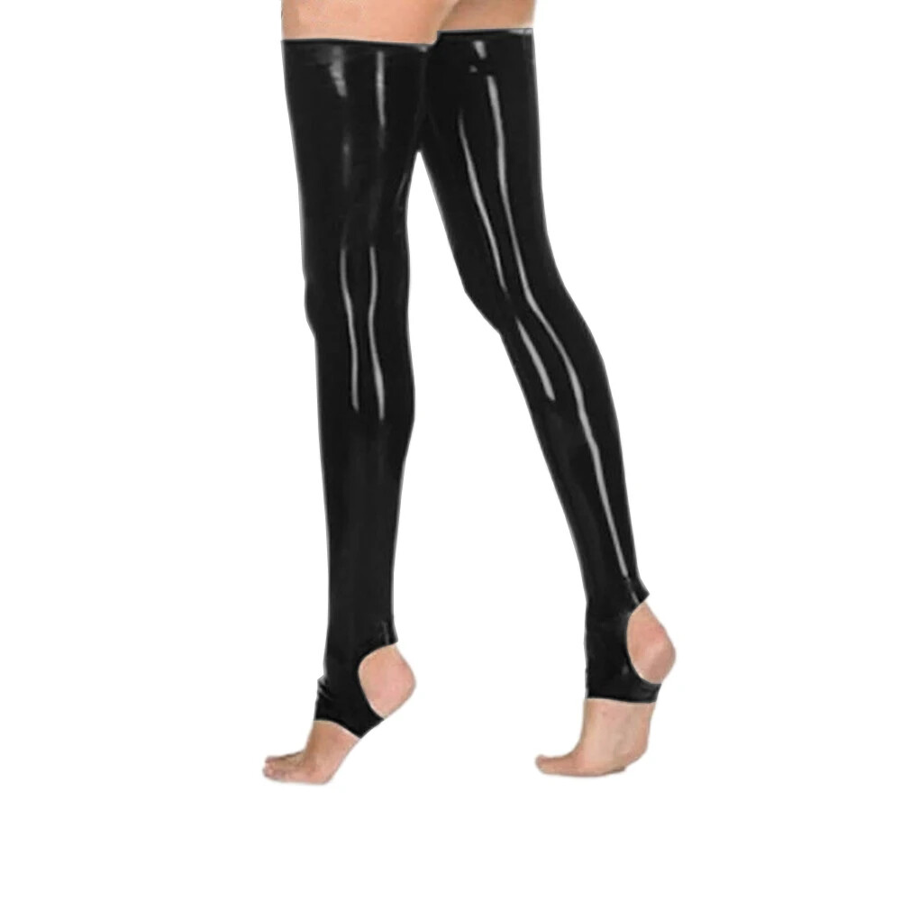 Unisex Sexy Lingerie PVC Stocking Exotic Open Toe Foot Stockings High Tube