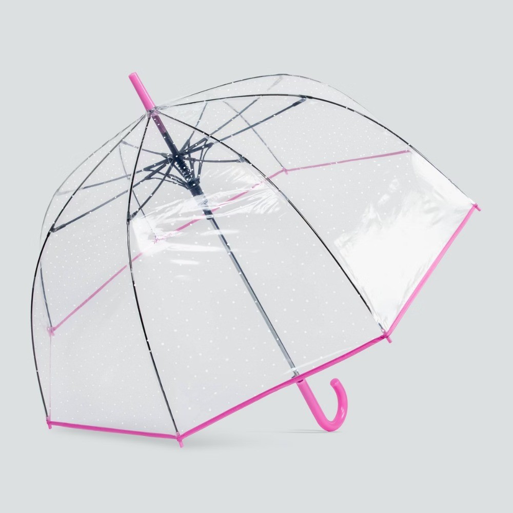 Bubble Umbrella – Pearl Pink: Manual Solid Design, Plastic Handle, 52″ Span