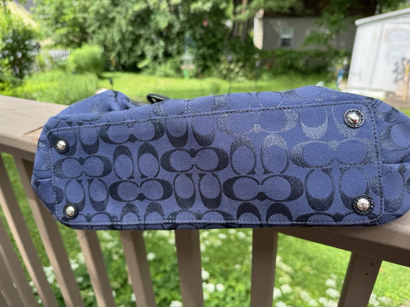 Coach Vintage Large Blue & Black Signature Logo Shoulder Bag – Classic.