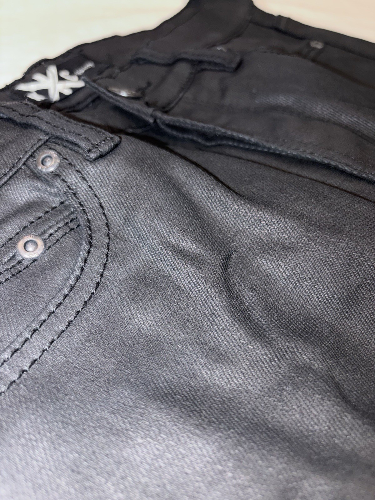 Kill City Black Waxed Denim Jeans Mens 28×30 Skinny Moto Biker Punk Excellent Co