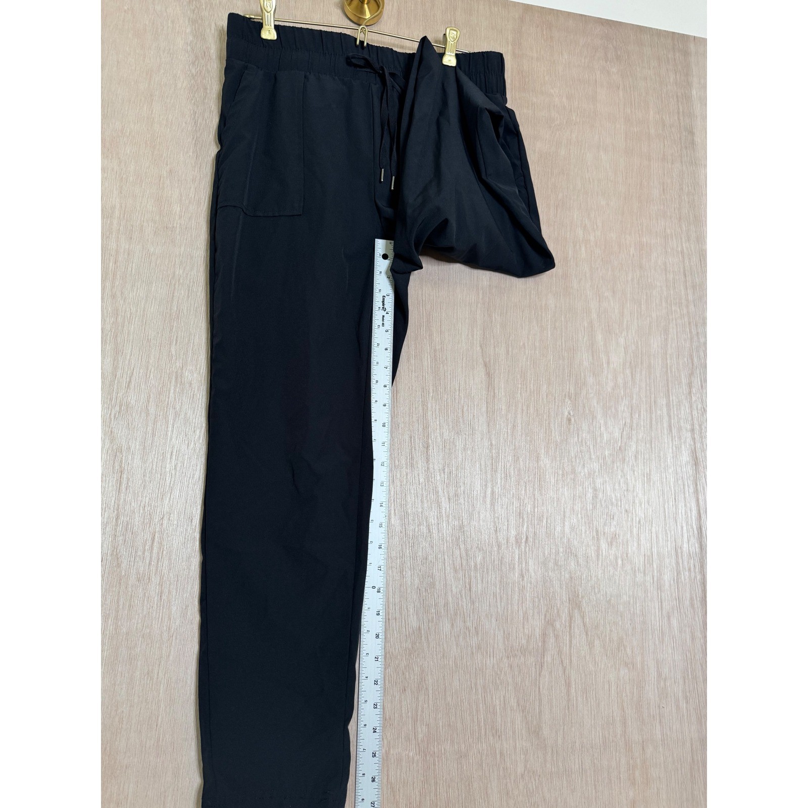 Apana Womens Athletic Performance Pants Black Drawstring Elastic Waist Pockets