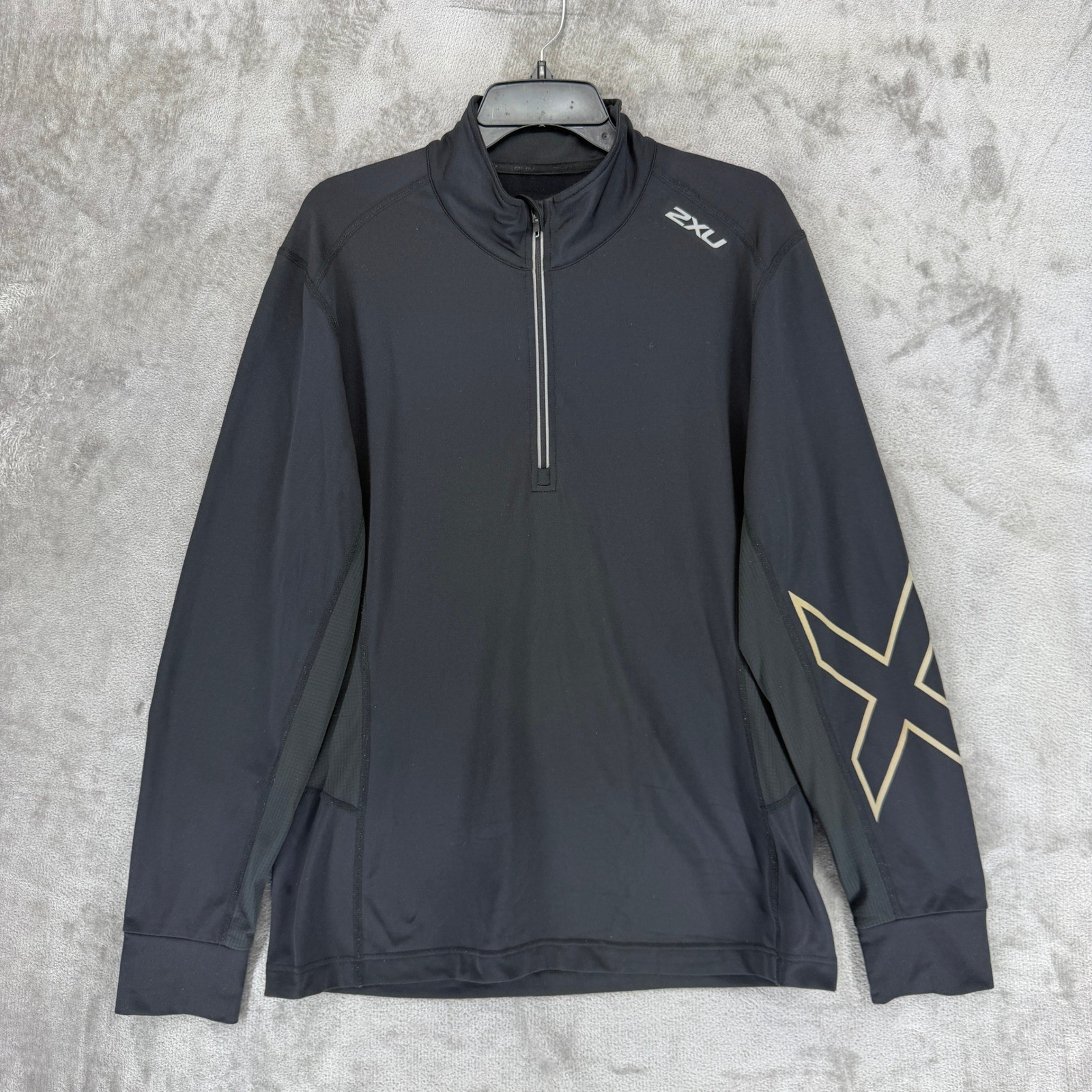 2XU Mens Ignition 1/4 Zip Long Sleeve Running Top Black MR4258a Medium
