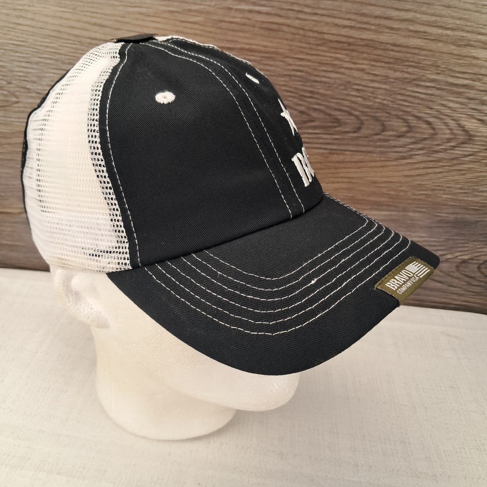 BCM Bravo Company Manufacturing Hat Cap Black White Mesh USA Strap Fighter