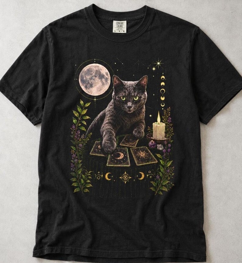 Black Cat Occult T-Shirt, Black Cat Tarot Shirt,