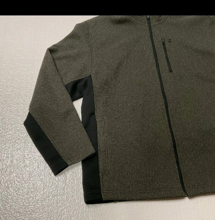 Izod Perform Jacket Mens XL Gray Black Full Zip Thermal Fleece Outdoor Athletic