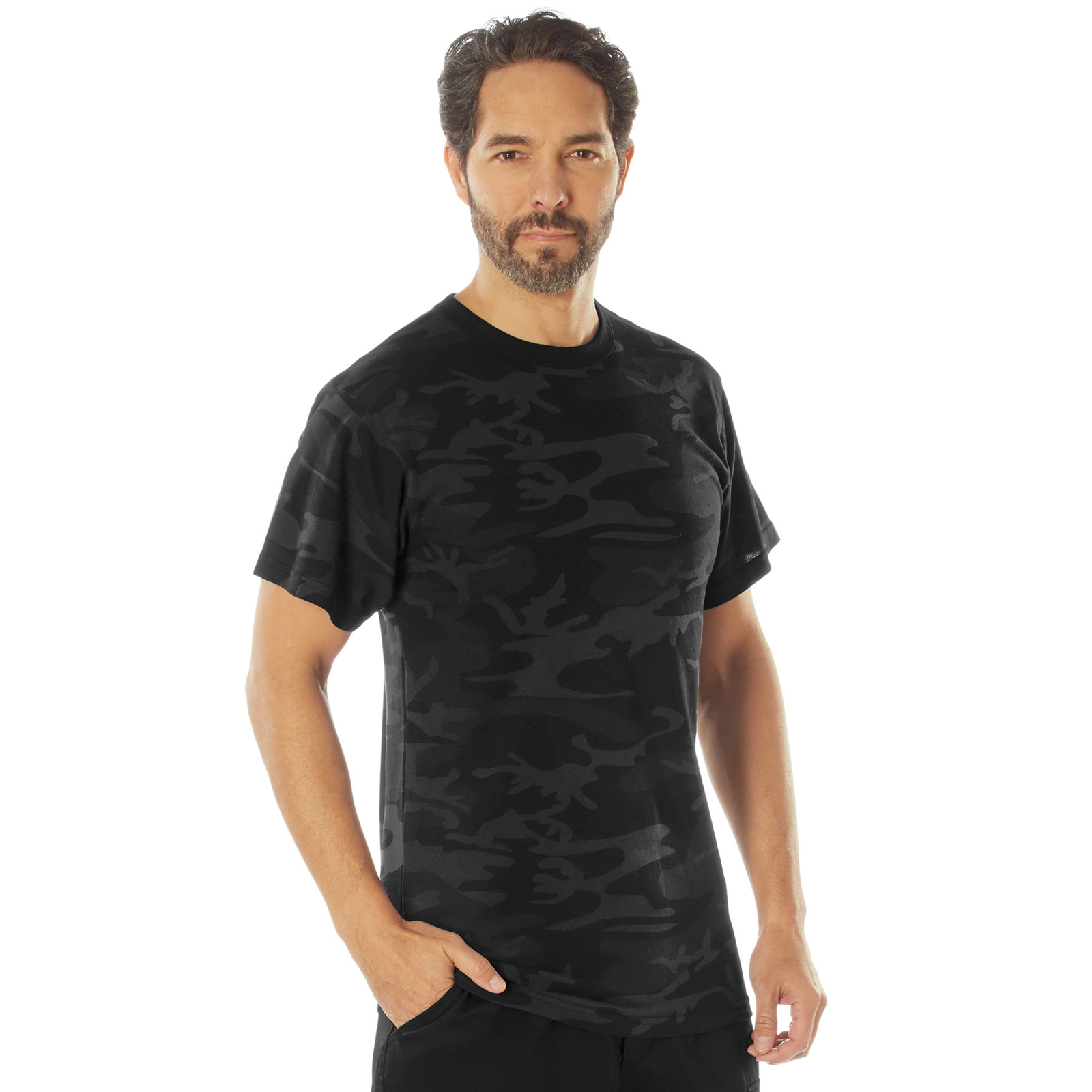 Rothco Men’s Midnight Black Camo Tactical T-Shirt – Camouflage Fashion Tee