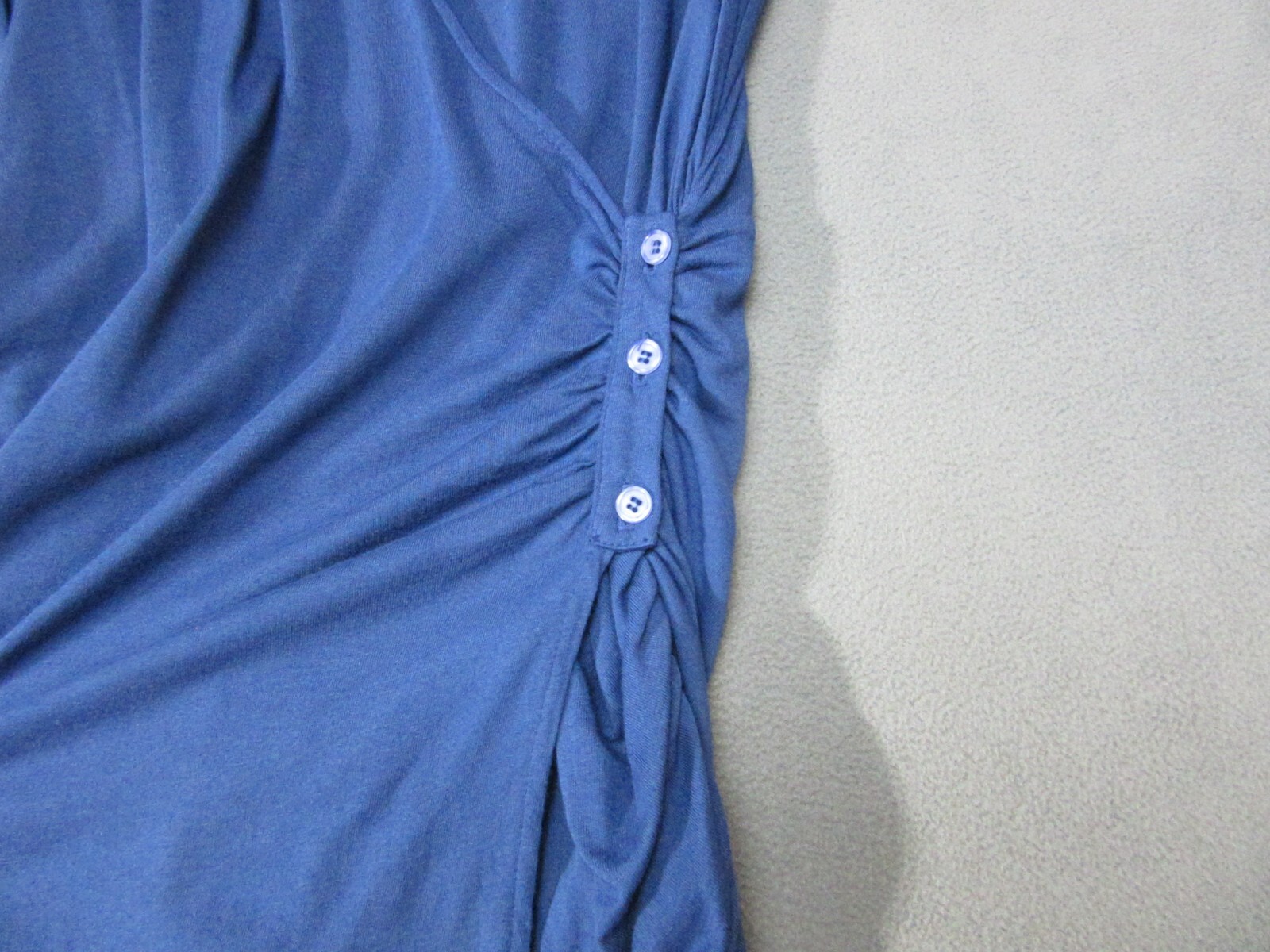 Monrow Dress Womens Small Blue Knit Wrap Super Soft Shirred Surplice Neck New