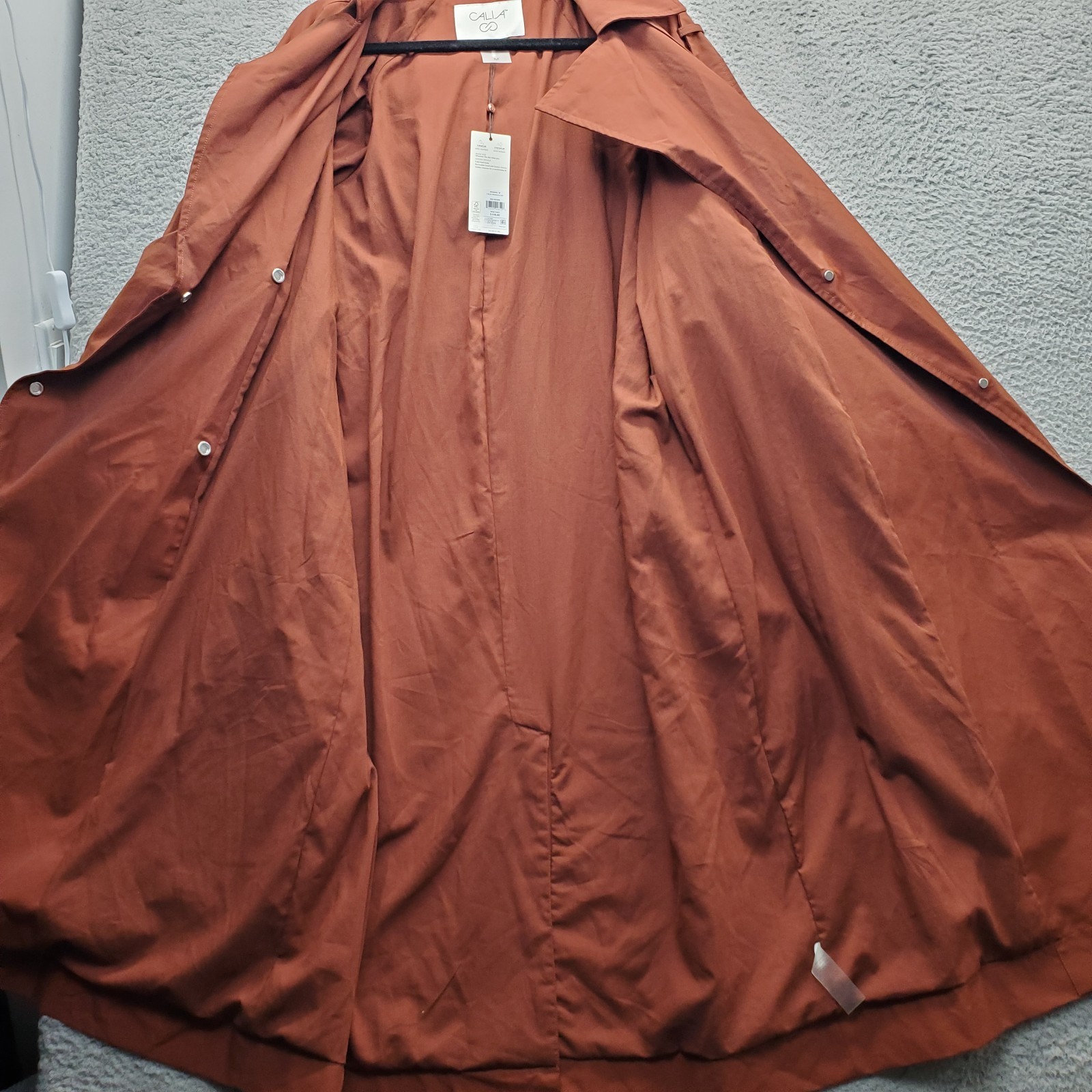 CALIA Rain Wind Trench Coat Womens Medium Brown Water Repellent Removable Hood